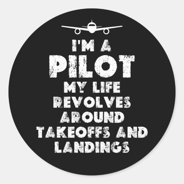 Sticker Rond Je suis un pilote amusant (Devant)