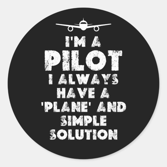 Sticker Rond Je suis un pilote amusant (Devant)