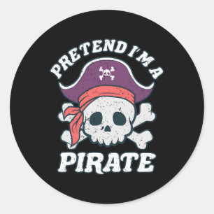 Sticker Rond Je suis un pirate drôle Citation d'Halloween dessi