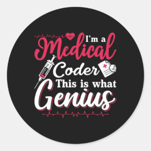 Sticker Rond Je suis un programmeur de codage Médicale
