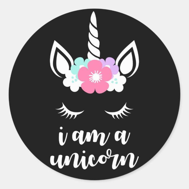 Sticker Rond Je Suis Un Unicorne (Devant)