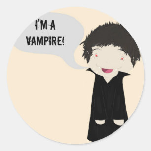 Sticker Rond Je suis un vampire ! -autocollant