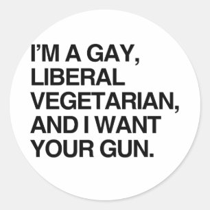 Sticker Rond Je suis un végétarien libéral gay
