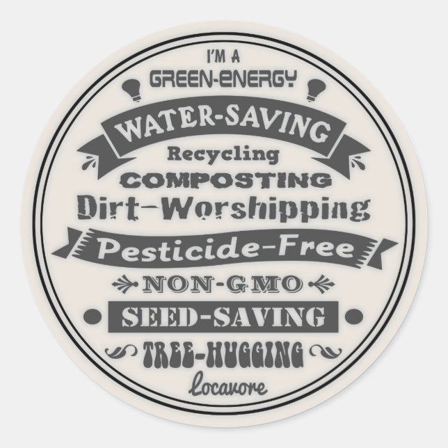 Sticker Rond Je suis un vert (Devant)