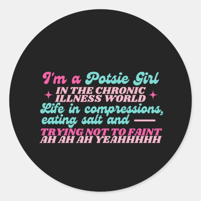 Sticker Rond Je suis une fille Potsie (Devant)