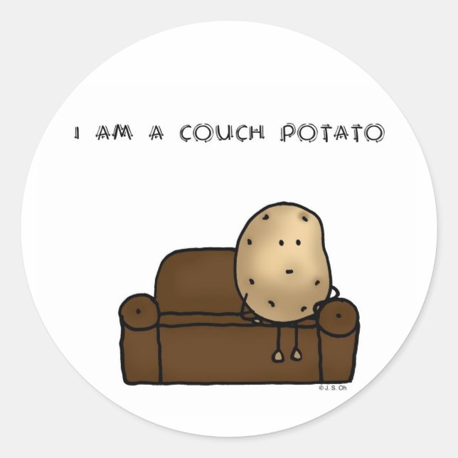 Sticker Rond Je suis une patate de canapé (Devant)