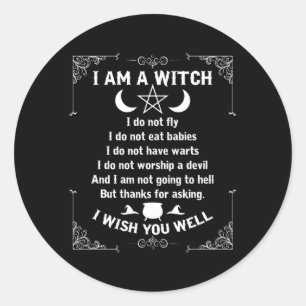 Sticker Rond Je Suis Une Sorcière Pagan Witch Wicca Wiccan Pour