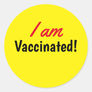 Sticker Rond Je suis Vacciné Texte Jaune