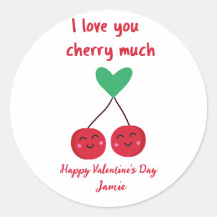 Sticker Rond Je t'aime beaucoup Cerise Funny Saint-Valentin 