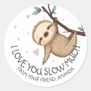 Sticker Rond Je t'aime beaucoup lentement Saint-Valentin de la