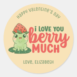 Sticker Rond Je T'Aime Berry Beaucoup Amusant Pun mignon Saint 