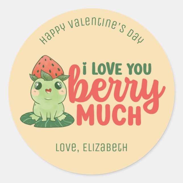 Sticker Rond Je T'Aime Berry Beaucoup Amusant Pun mignon Saint  (Devant)