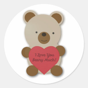Sticker Rond Je T'Aime Beurre Beaucoup Mignonne Ours Teddy