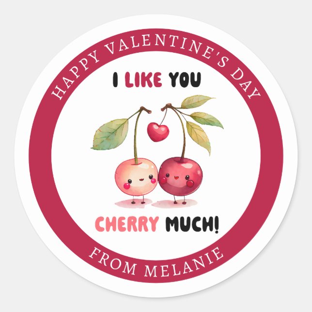 Sticker Rond Je T'Aime Chercher beaucoup de classe Photo Valent (Devant)