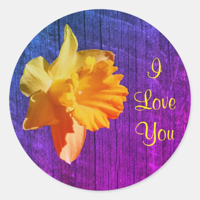Sticker Rond Je T'Aime Daffodil Flower (Devant)