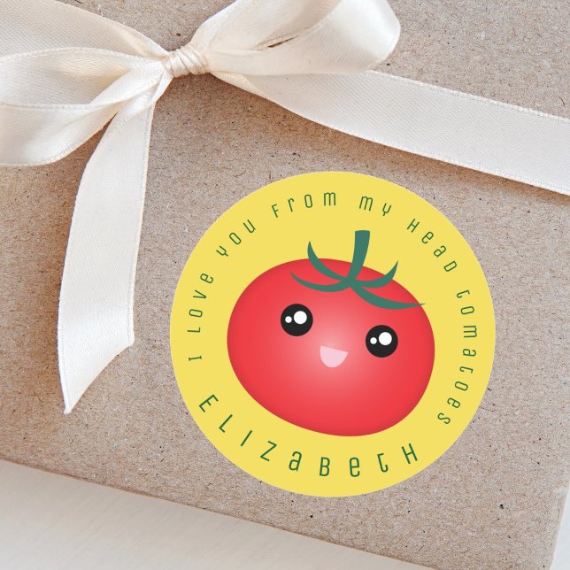 Sticker Rond Je T'Aime De Ma Tête Tomates Drôle Pun De Nourritu (Créateur téléchargé)
