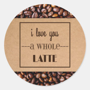 Sticker Rond "Je t'aime douille et haricots de café d'un Latte