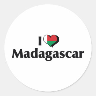 Sticker Rond Je t'aime drapeau de Madagascar