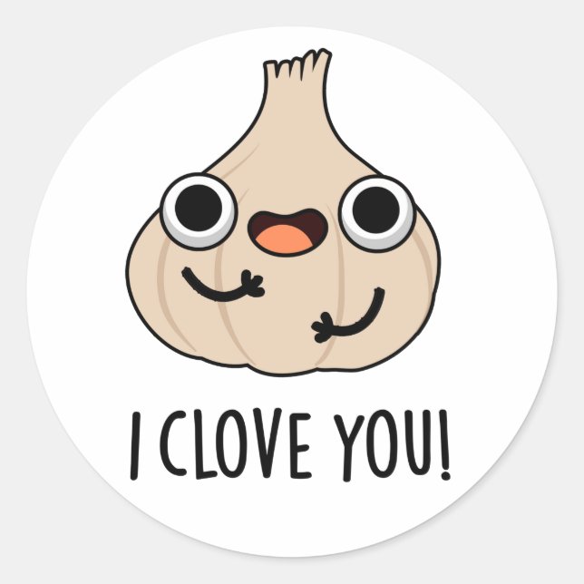 Sticker Rond Je T'Aime Drôle Pun Ail D'Épice (Devant)