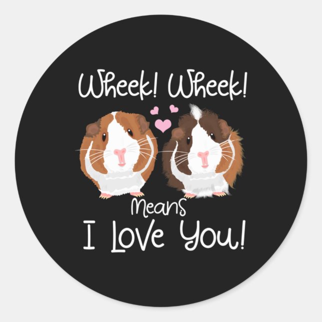 Sticker Rond Je T'Aime Guinée Cochon Cavy Roddent (Devant)