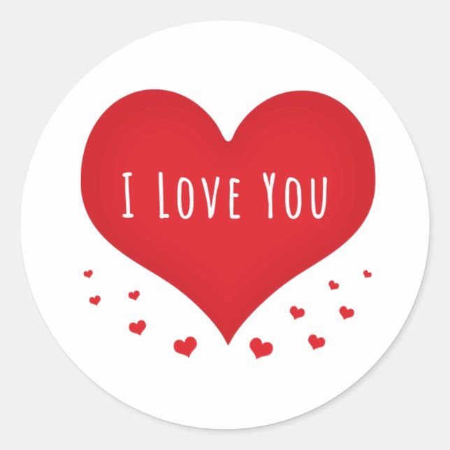 Sticker Rond Je t'aime les coeurs (Devant)