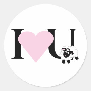 Sticker Rond Je t'aime mignon mouton de dessin