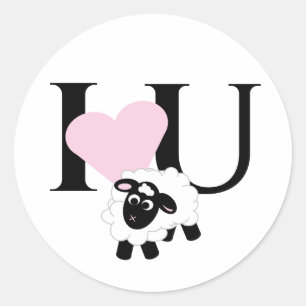 Sticker Rond Je t'aime mignon mouton de dessin