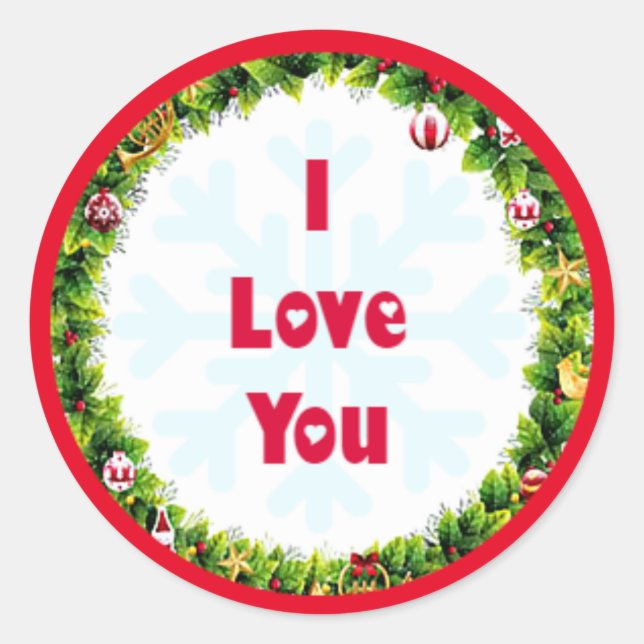 Sticker Rond Je t'aime Noël (Devant)