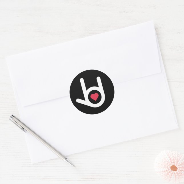 Sticker Rond Je T'Aime, Noir (Enveloppe)