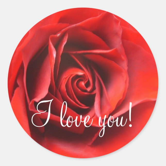 Sticker Rond Je t'aime Rose (Devant)