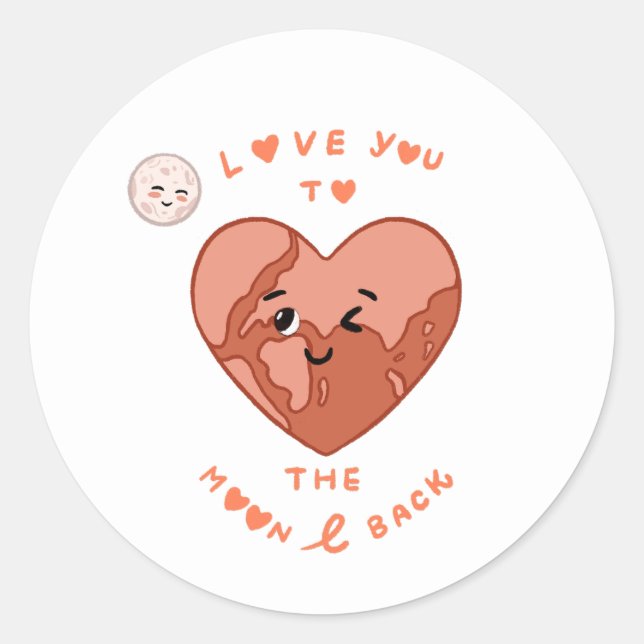 Sticker Rond Je t'aime sur la lune et le dos (Devant)