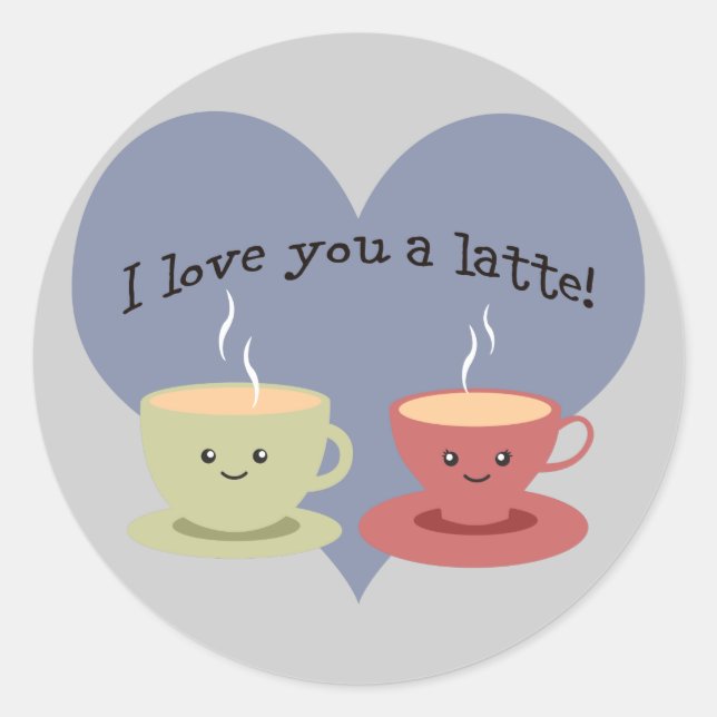 Sticker Rond Je t'aime un latte ! (Devant)