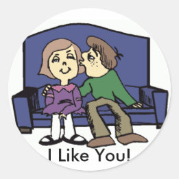 Sticker Rond Je T'Aime Valentine