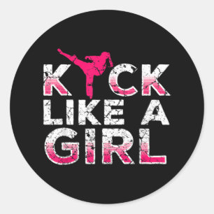 Sticker Rond Je Tire Comme Une Fille Karate Kickboxing