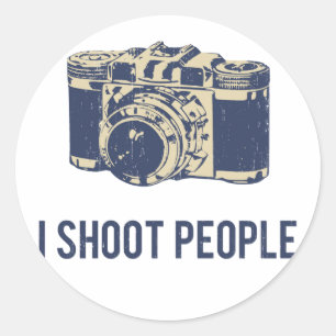 Sticker Rond Je tire l'appareil-photo de photographie de