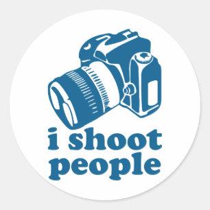 Sticker Rond Je tire sur les gens - Bleu