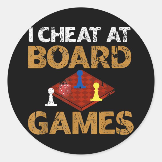 Sticker Rond Je triche à des jeux de société (Devant)