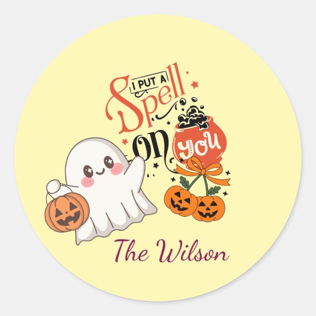 Sticker Rond Je vais épeler sur vous mignon fantôme personnalis (Devant)