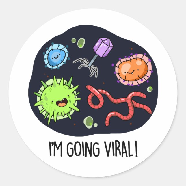 Sticker Rond Je vais Viral Funny Virus Pun (Devant)