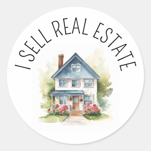 Sticker Rond Je Vends Maison Promotionnelle Immobilier (Devant)