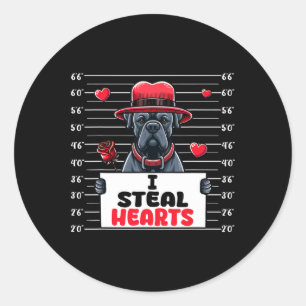 Sticker Rond Je vole des cœurs mignons Cane Corso possède la Sa