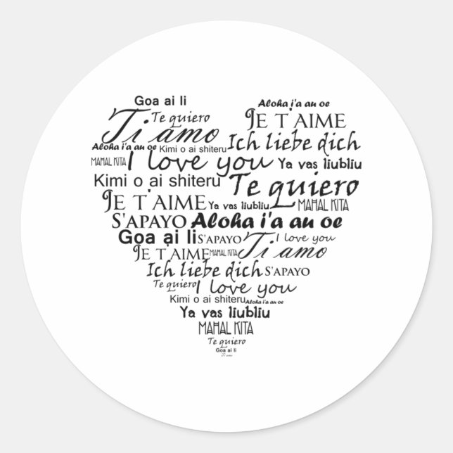 Sticker Rond Je vous aime dans d'autres langues 5 (Devant)