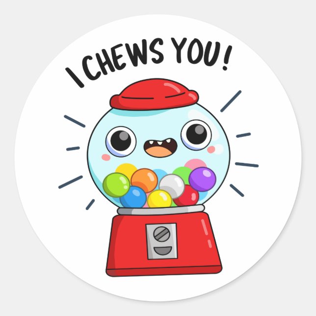 Sticker Rond Je Vous Chevonne Drôle Gumball Machine Pun (Devant)
