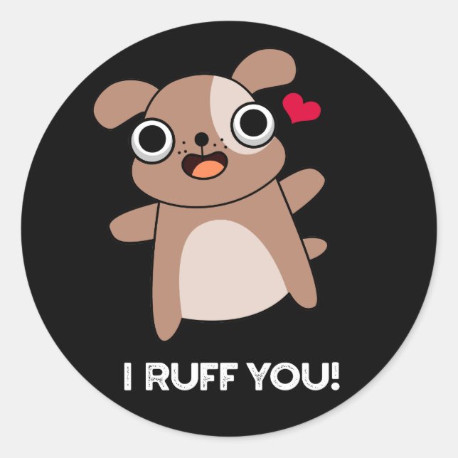 Sticker Rond Je vous écrase drôle Chien Pun Dark BG (Devant)