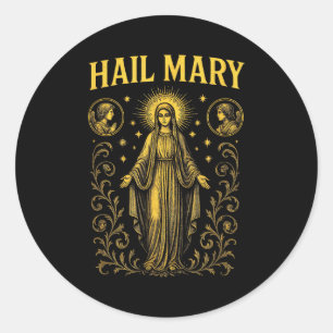 Sticker Rond Je vous salue Marie - Art chrétien Lady Guadalupe