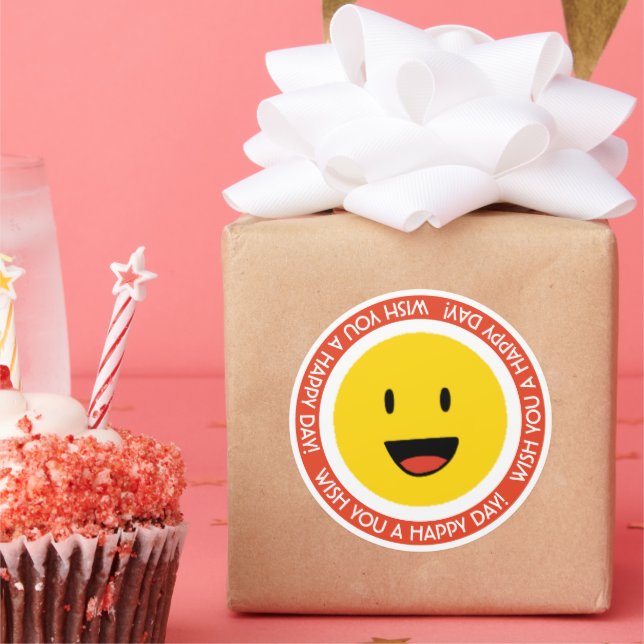 Sticker Rond Je vous souhaite un jour heureux (Fête)