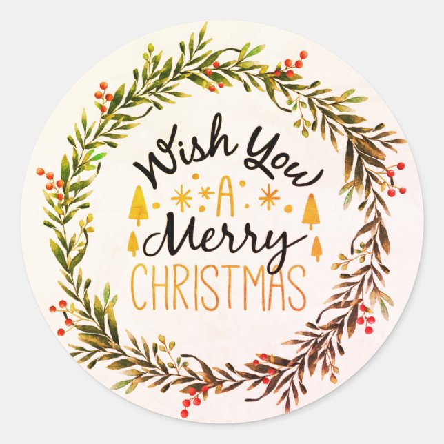 Sticker Rond Je vous souhaite un joyeux Noël (Devant)