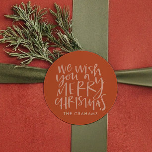 Sticker Rond "Je vous souhaite un joyeux Noël" Rouge