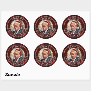 Sticker Rond Je vous souhaite un MAGA magnifique Noël MAGA Trum