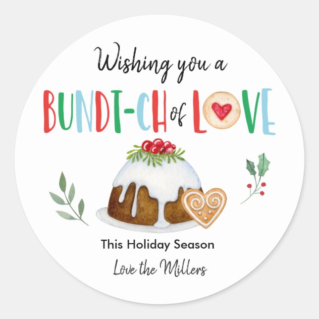 Sticker Rond Je Vous Souhaite Un Plat De Noël D'Amour (Devant)